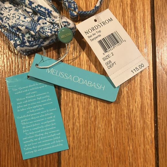 Melissa Odabash bathing suit top blue and white size 2 - Picture 4 of 6